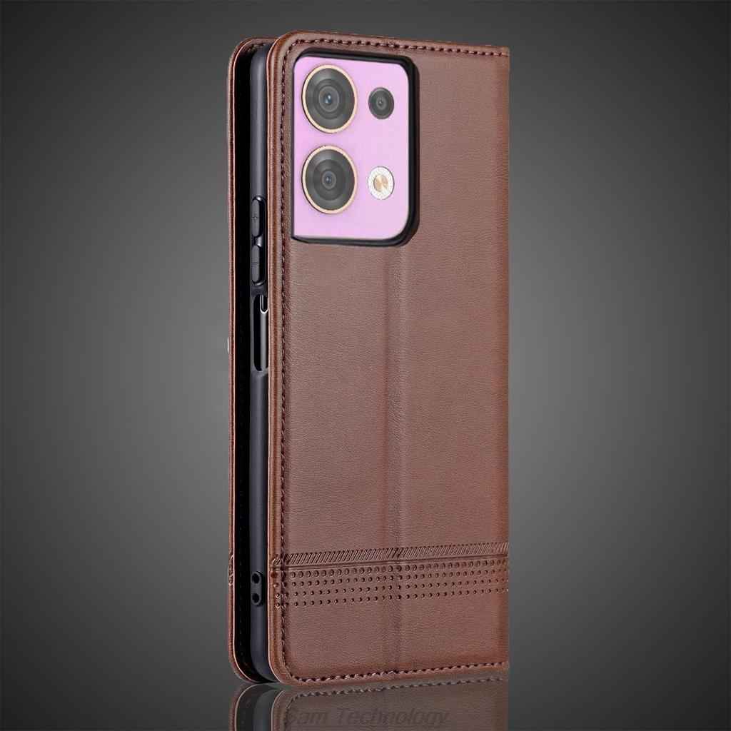Deluxe Magnetic Adsorption Leather Fitted Case for OPPO Reno 8 5G / Reno8 5G 6.4" Flip Cover Protective Case Capa Fundas Coque