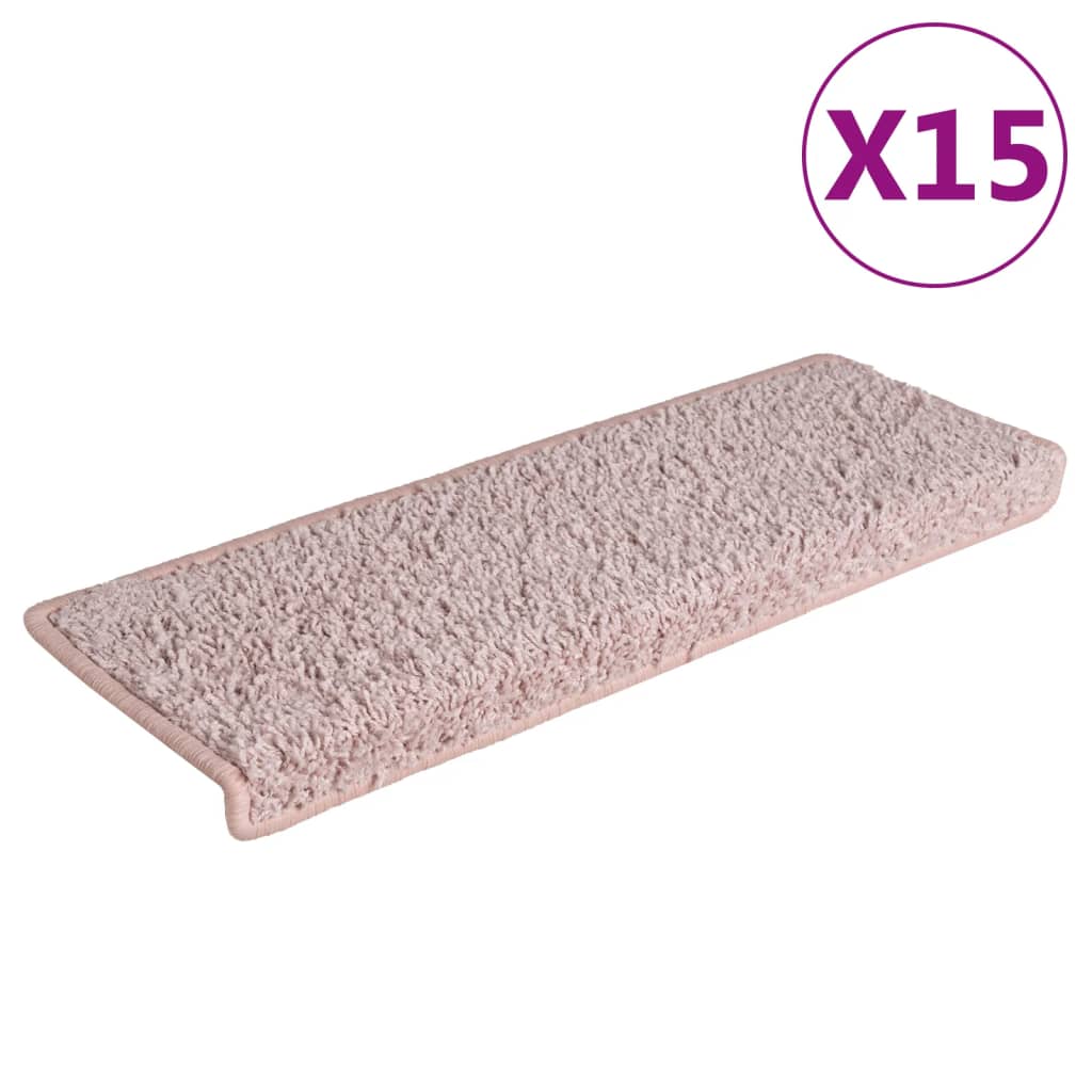 Коврики для ступеней 15 шт.. 65 x 21 x 4 см Светло-розовый Прямоугольный Край