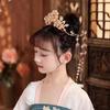 New Chinese Style Hanfu Hair Crown Golden Long Tassel Hairpin Bride Coronet  Hanfu Cosplay