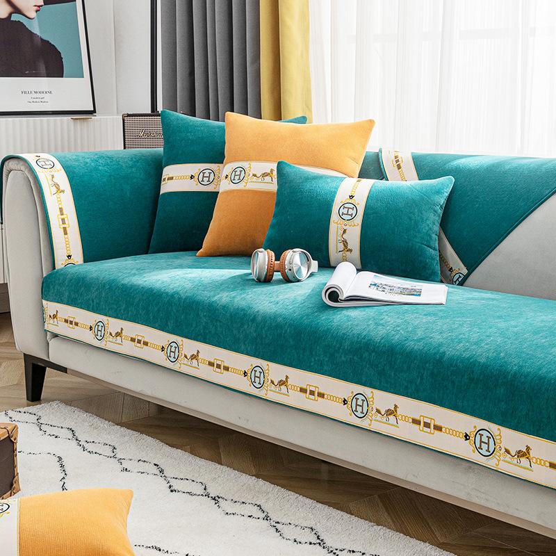 Легкий роскошный стиль, новый чехол для дивана из синельной кожи, универсальный нескользящий чехол для четырех сезонов, простой современный летний