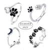 BAMOER Authentic Sterling Silver 925 Dog Paw Heart & Star Moon Adjustable Finger Rings for Women