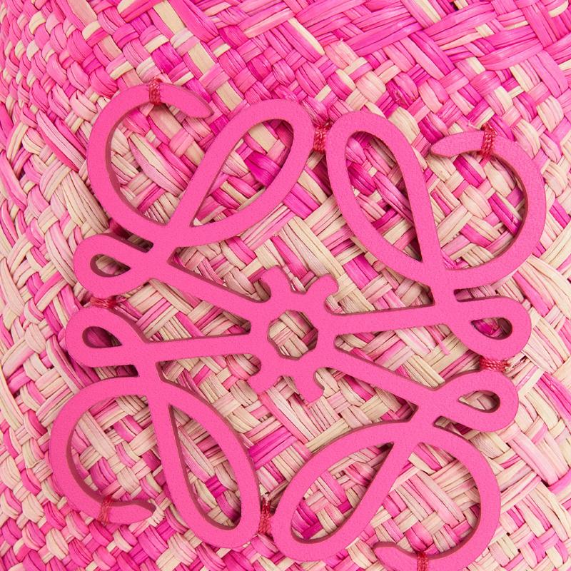 Loewe Logo Drawstring Closure Iraca Palm Leather Basket Phone Bag Women Handbags Pink C630G35X02-7925