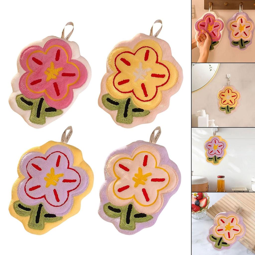 Полотенце для рук из кораллового флиса с петлей для уборки, небольшие многоразовые полотенца