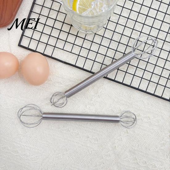 Soup Flavor Mixer Double Head Whisk, Stainless Steel Mixing Muddler, Handheld Blender Miso Dissolver Spoon for Paste Cream Eggs, Easy Clean