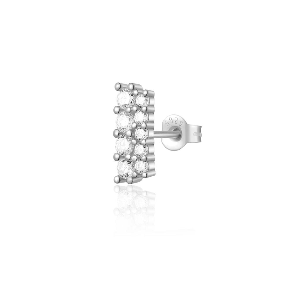 ANDYWEN 925 Sterling Silver Gold Two Line Piercing Zircon CZ Stud Earring Women Luxury Jewelry Wedding Gift