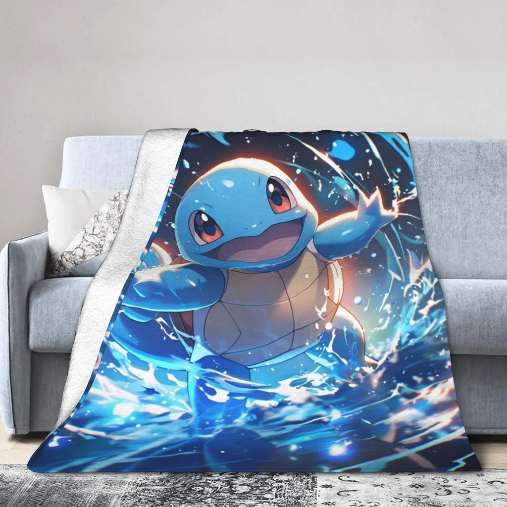Cute Cartoon Squirtle Blankets Poke-Mon Flannel Awesome Warm Throw Blankets for Home Restaurant Spring Autumn