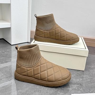 Ins корейская версия женских зимних ботинок 2024 года, новые бархатные туфли для студенток из хлопка, увеличивающие высоту кексов, повседневные туфли RM881
