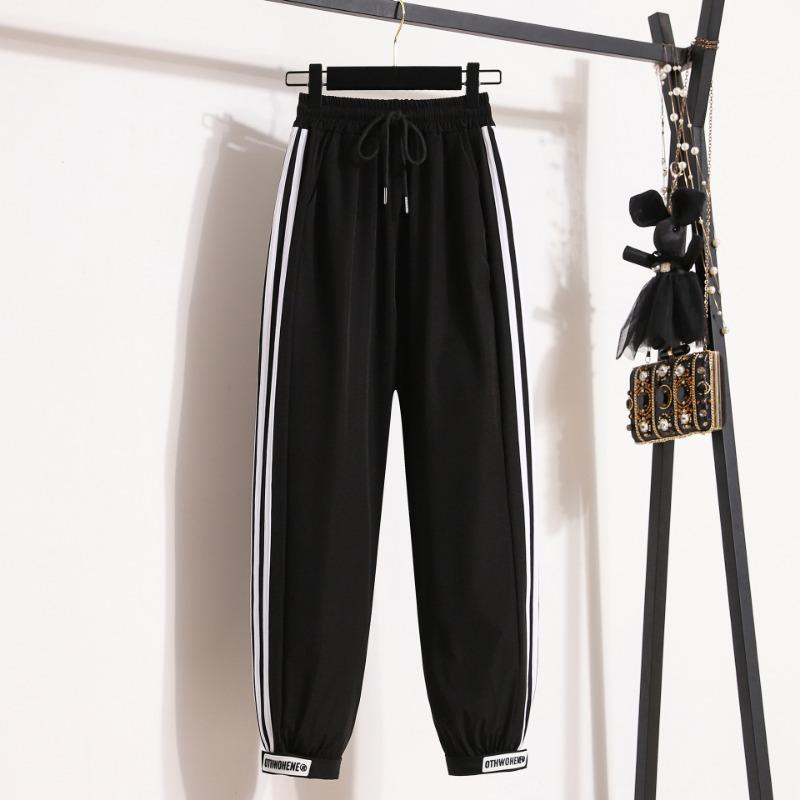 Contrasting Striped Patchwork Sweatpants High-waisted Baggy Casual Pants