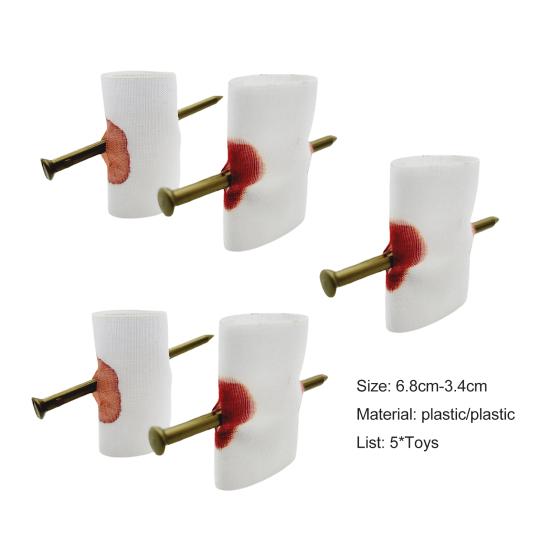 5 шт./компл. дурак Хэллоуин бинты игрушки кровавая шутка пластиковый гвоздь через палец игрушки