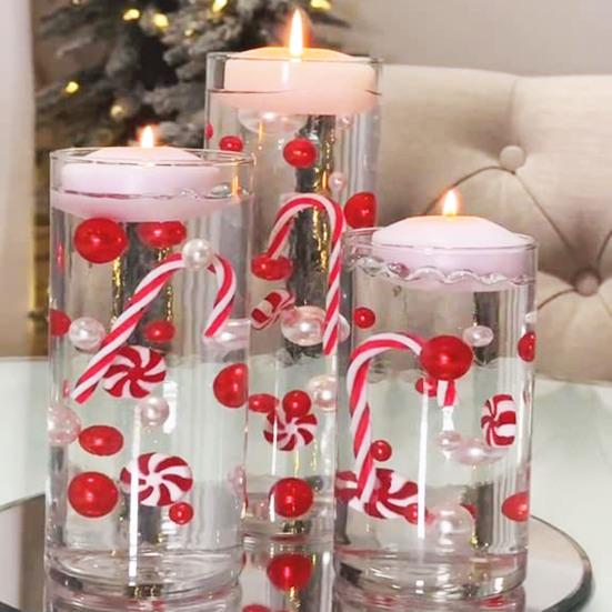 Рождественский набор наполнителей для ваз Плавающие бусины Подсвеченные бусины из искусственного жемчуга Прозрачные водные бусины Рождественские украшения для особых случаев Плавающие свечи