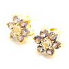 [A3206] - Amethyst Gold Plated 'Crystal Flowers' Earrings