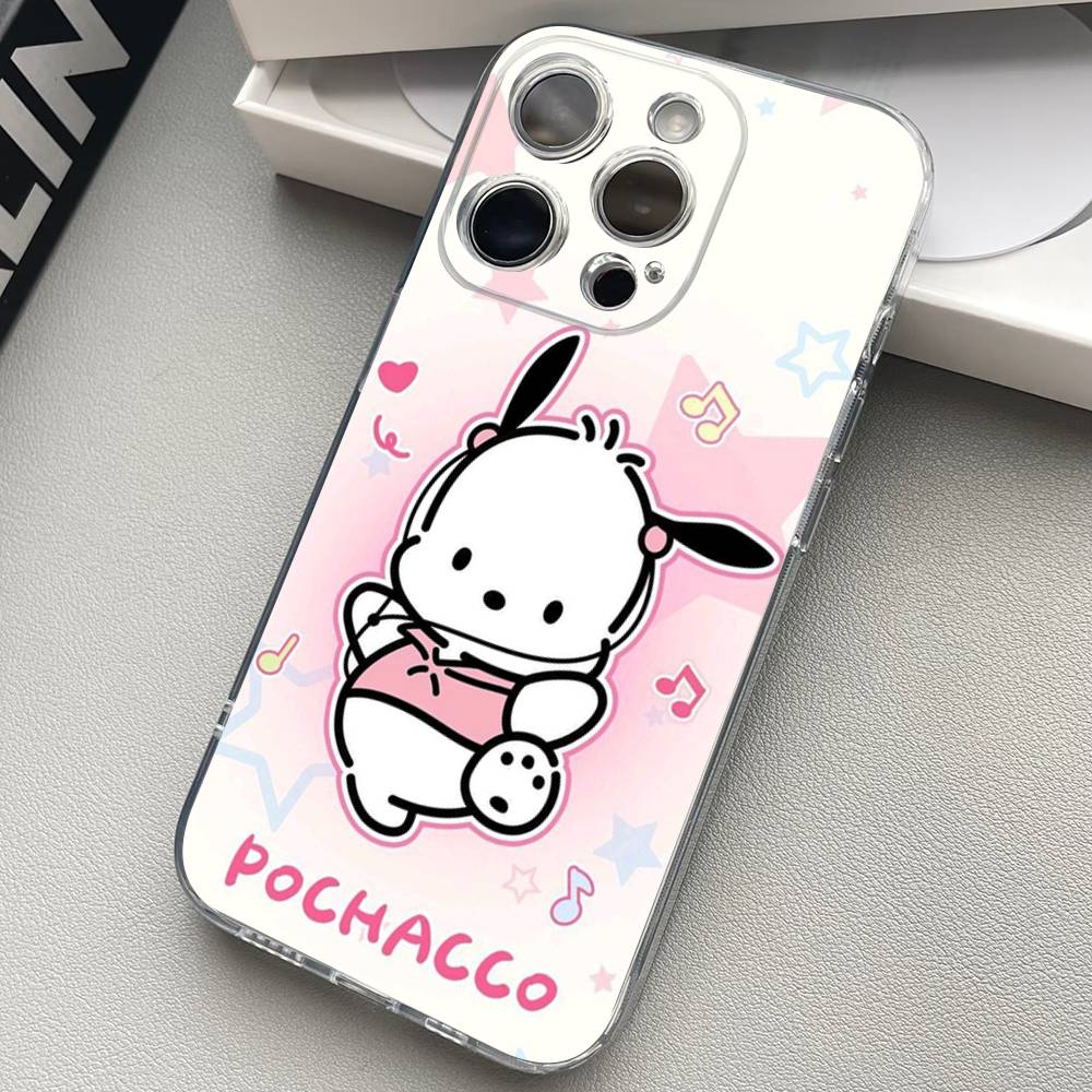 Cute Cartoon P-pochacco Silicone Phone Case Material For iPhone 17 16 15 11 12 13 14 Pro Max Mini Plus Soft TPU