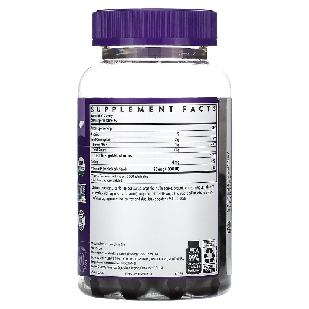 New Chapter, Vitamin D3+, muscle strengthening, mixed berry flavor, 60 flavored gummies