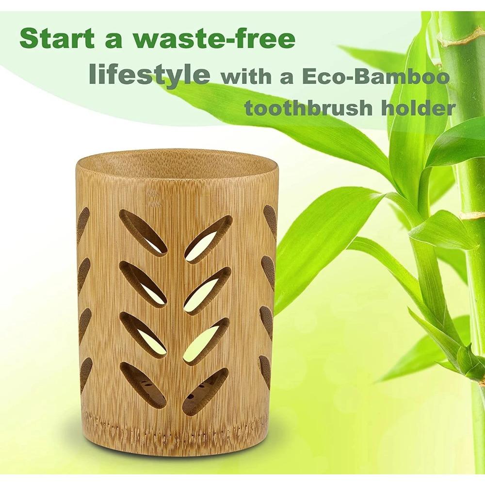Bamboo Toothbrush Holder For Bathroom Toothbrush Cup With Drainage Quick Drying Bathroom Cup Toothpaste Holder Degradable Cup