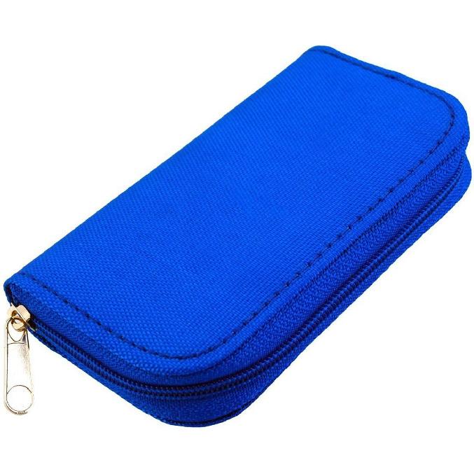 Memory Card Case - Carrying Case Suitable for Micro SD, Mini SD and 4X CF, Card Holder Bag Wallet for Media Storage Organization (Blue)
