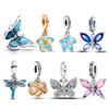 Шармы Медные Бабочки и Стрекозы Шарм Бусина Подходит для Оригинального Браслета Ожерелья 3 мм Женский DIY Изысканные Ювелирные Изделия Подарок