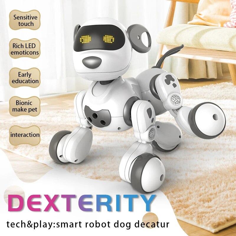 2024 New Child Educational Learning Toy RC Robot Electric Smart Pet Dog LED Light Gesture Sensing Dialogue Singing Dancing Robot Pet Dog