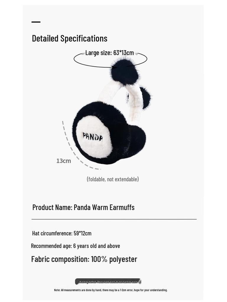 Милые плюшевые женские зимние наушники-панды - Мультяшные согревающие уши, Защищающие от холода, Уютные и стильные для сезона