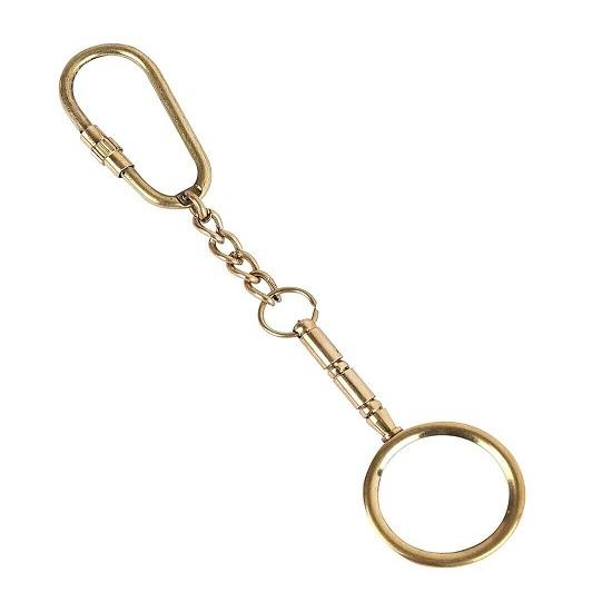 Brass Magnifying Glass Keychains Showpiece Desktop Collectible Keyrings For Gift