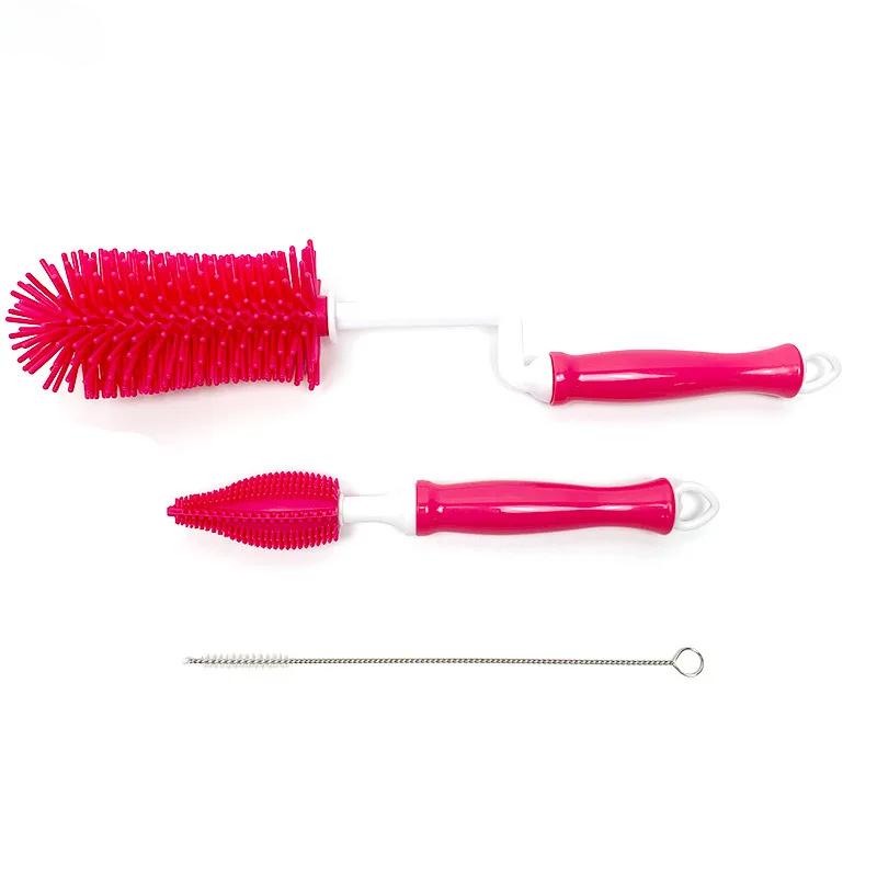 Silicone Bottle Cleaning Brush Baby Pacifier Straw Scrubber Small Brush 360 Degree Glass Cup Washing Kitchen Cleaning Tool Set