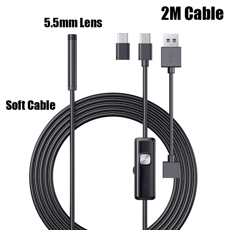 New Industrial Endoscope Camera Ip67 Waterproof 5.5mm 7mm 3 In1 For Android Phone Pc Usb Endoscope Mini Camera 6leds Adjustable