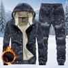 Plus Size 7XL 8XL Winter Men's Warm Lamb Fleece Two-Piece Suit – Thickened Casual Plush Sweater Style, Sports Coat with Leggings Pants