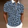Мужская рубашка поло повседневная на молнии с коротким рукавом модная повседневная на молнии лето весна стандартный крой 3D леопардовый принт принт рубашка