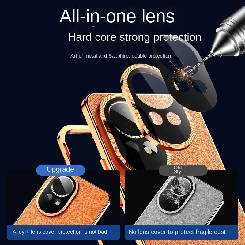 Чехол для Huawei P80 P30 P40 P70 Nova 14 13 Ultra Honor 200 100 90 80 70 Magic 8 Pro, Алюминиевый бампер с закаленным стеклом и кожаной задней панелью, Бамперы для телефона