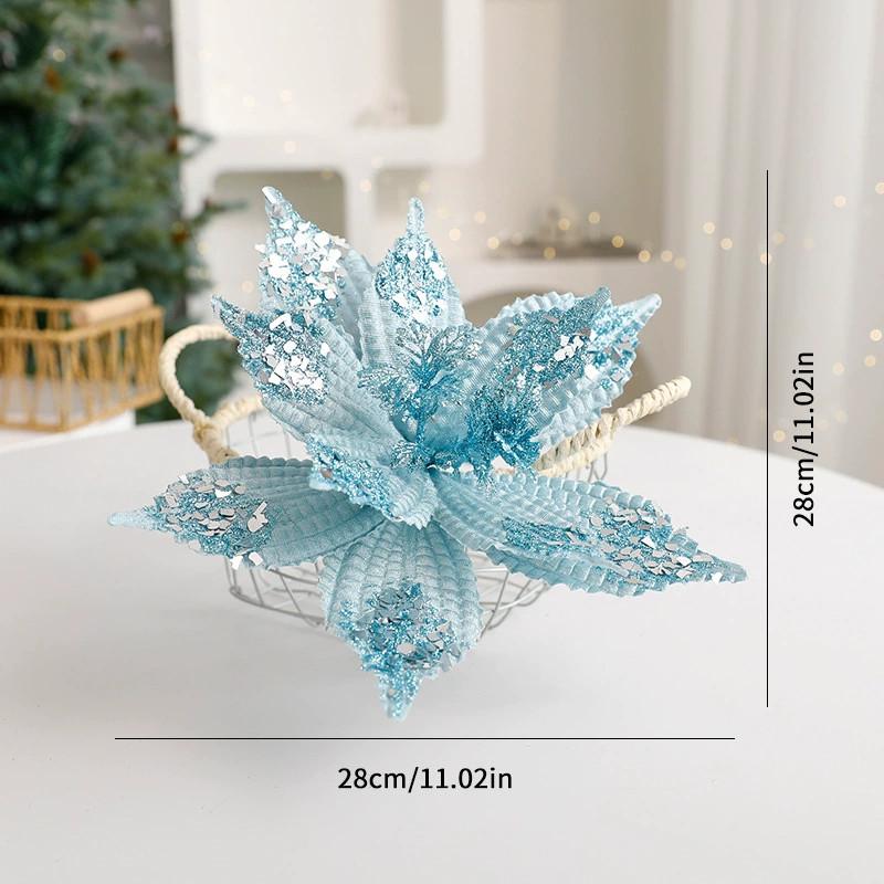 Christmas Artificial Flower Decor With Glittering Fabric For Holiday Celebrations