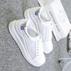 Новая женская обувь, весенне-осенние белые удобные кроссовки, дышащая женская повседневная обувь на плоской подошве со шнуровкой и цветочным узором, Zapatillas Mujer