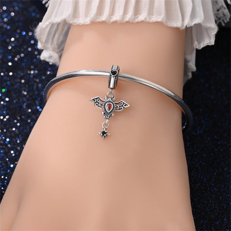 Halloween Party Copper Metal Gothic Retro Cross Bat Patterned Pendant Bead Component Bead Component Compatible With Charm Bead Components Do It