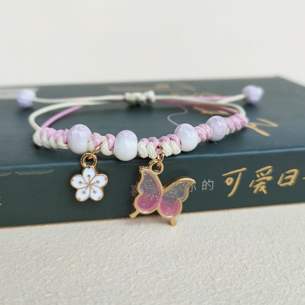Rinhoo Fashion Handmade Purple Butterfly Flower Bracelet Bangle Sweet For Women Animal Charm Je P6I5