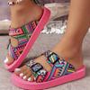 Fashion Platform Sandals Summer Slippers Colorful Printed Platform Slippers Comfortable Non-slip Outdoor Beach Shoes Lightweight Sandals