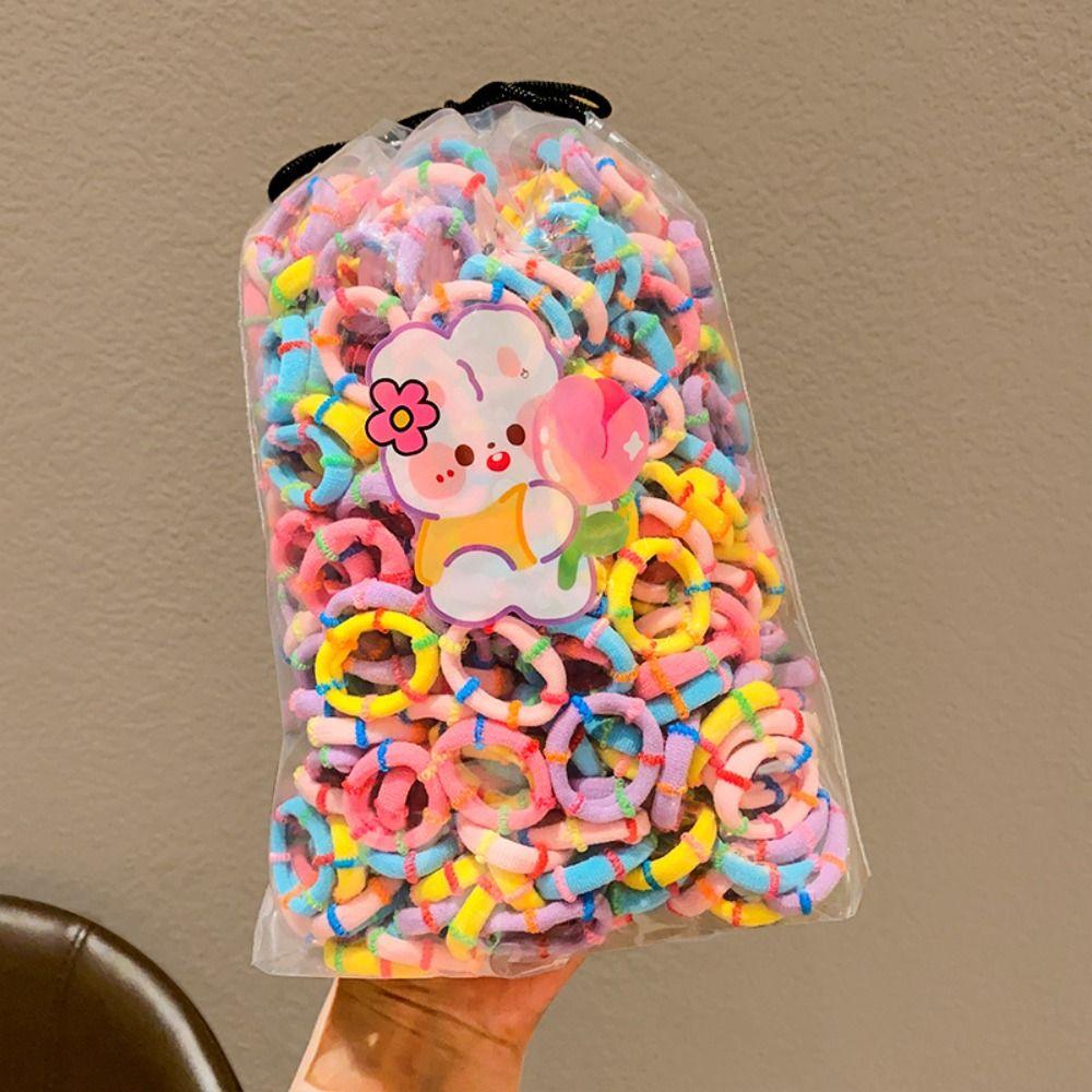 100 шт. Милый детский мини-комплект для волос, коричневый, черный, конфетного цвета, веревка для волос, аксессуар для волос для девочек