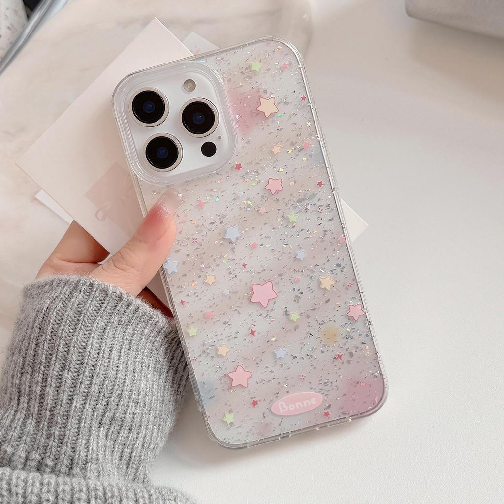 Korean Ins Pink Blunt Star for Apple 17 Pro Max Phone Case 16 for IPhone 14 Shining Pink 11