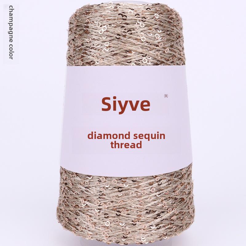 Пряжа с пайетками Siyue 2 мм - шерстяная пряжа ручной работы для проектов своими руками (100г)