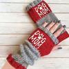 High Quality Embroidered Knit Gloves Cotton Warm Half Finger Gloves Thickened Soft Fingerless Gloves for Men Women