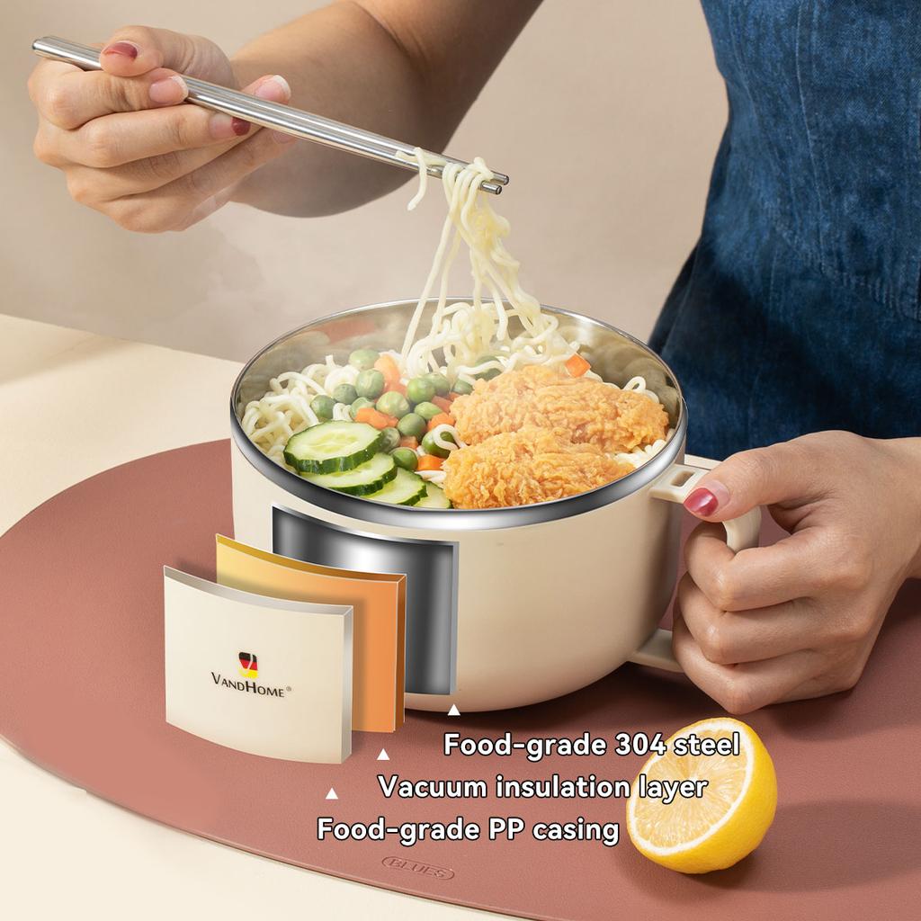 900/1300 мл Ланч-бокс бенто из нержавеющей стали 304 с ручкой, миска для слива воды для лапши быстрого приготовления, контейнер для еды для студентов и взрослых