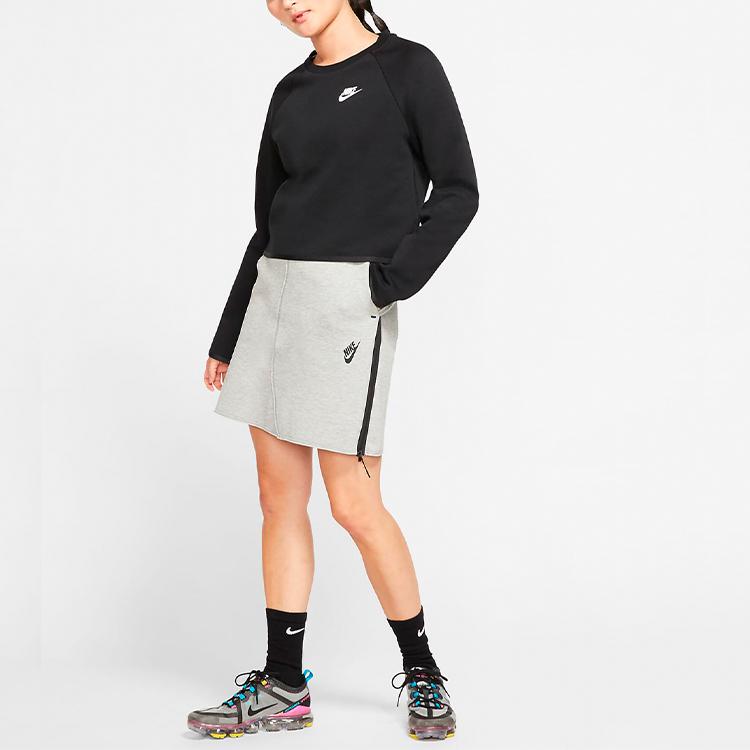 Nike Спортивная одежда Укороченный флисовый свитшот с круглым вырезом Женские топы Черный BV3452-010