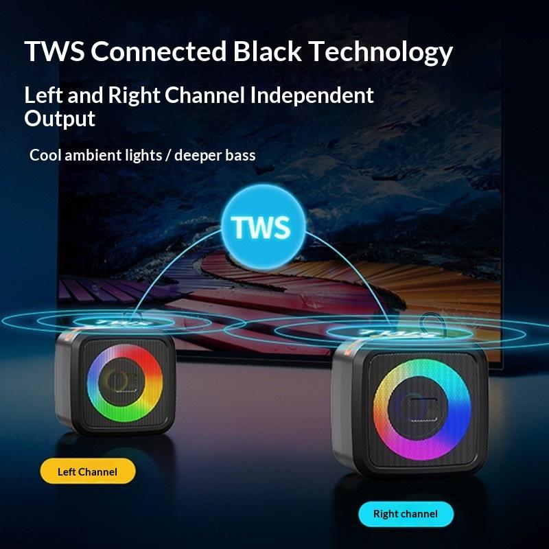 Мини-портативная Bluetooth-колонка с держателем для телефона, RGB-подсветкой, супербасом и 10 часами воспроизведения для путешествий