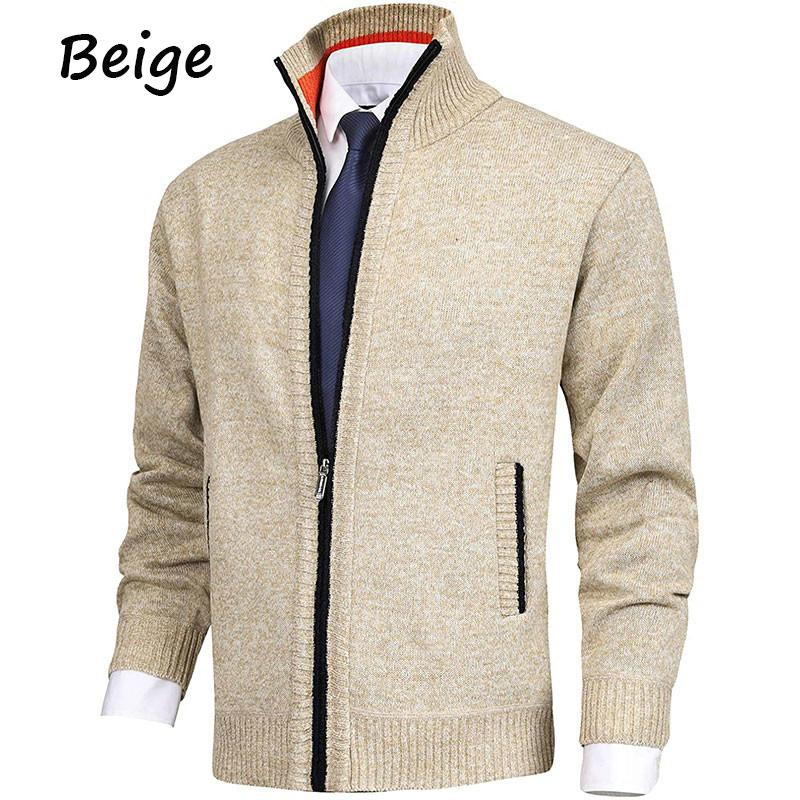Мужские повседневные вязаные свитера-кардиганы Slim Fit Fleece Full Zip Толстый вязаный кардиган Зимняя верхняя одежда