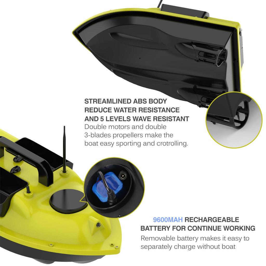 GPS Fishing Bait Boat with 3 Bait Containers Automatic Bait Boat with 400-500M Remote Range