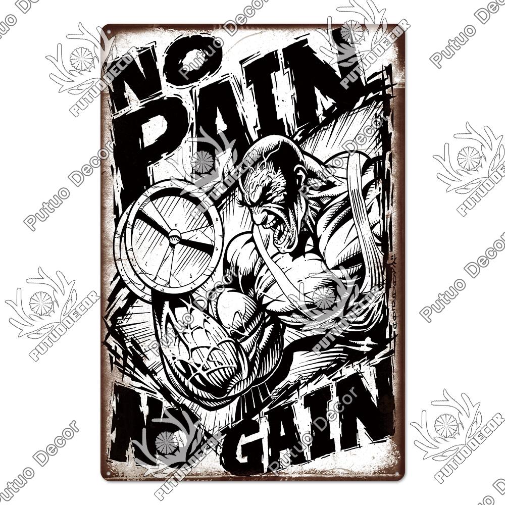Mfoever Tin Sign Decor Gym Vintage Tin Signs Plaque Metal Plates Retro Posters Work Out Wall Art Decorative for Home Man Cave Gym Room