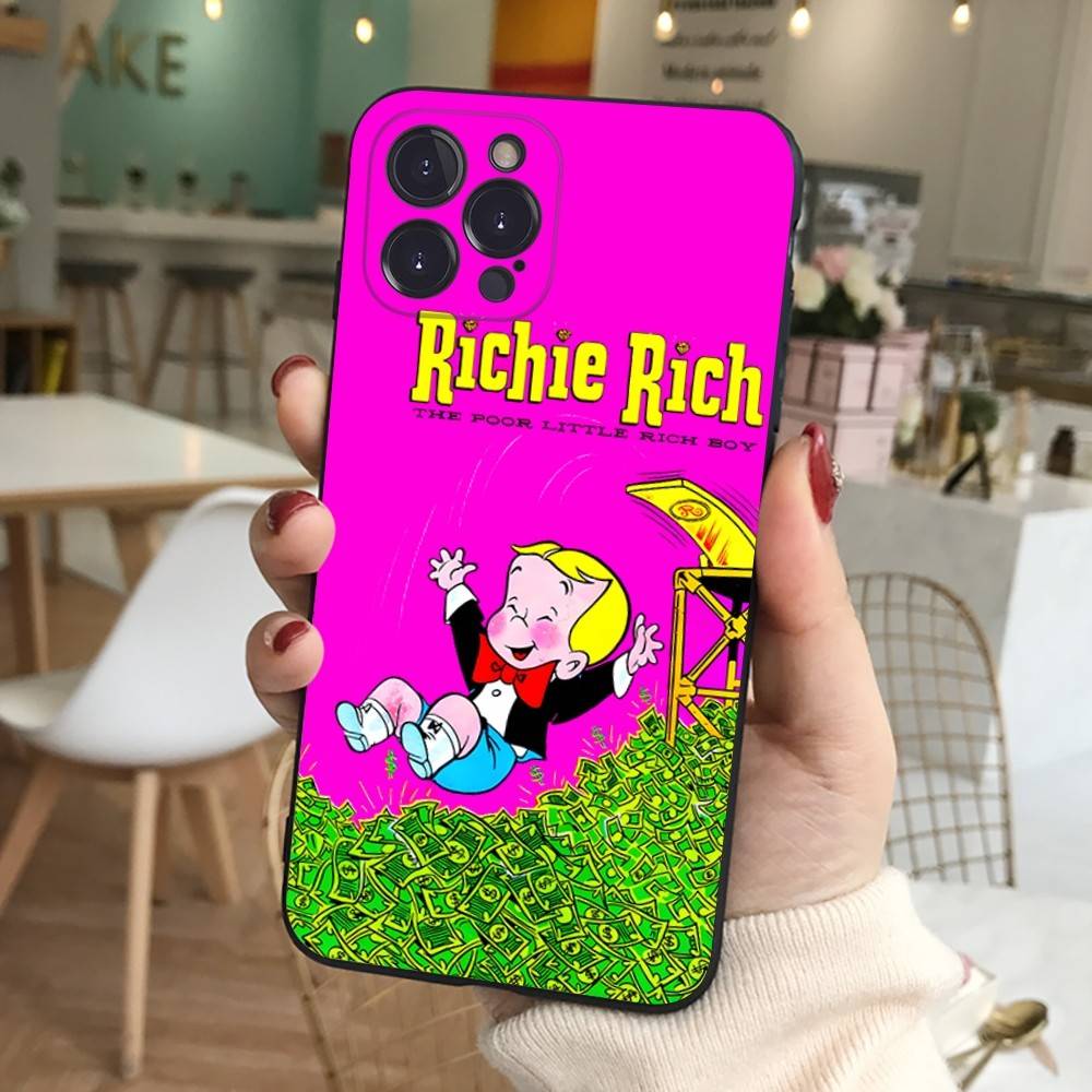 Cartoon Richie Rich Phone Case For IPhone 17 16 15 14 13 12 11 Pro Max Plus Mini Silicone Black Cover