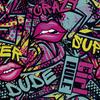 Outdoor Dekostoffe Oxford - Motiv Graffiti-Lippen
