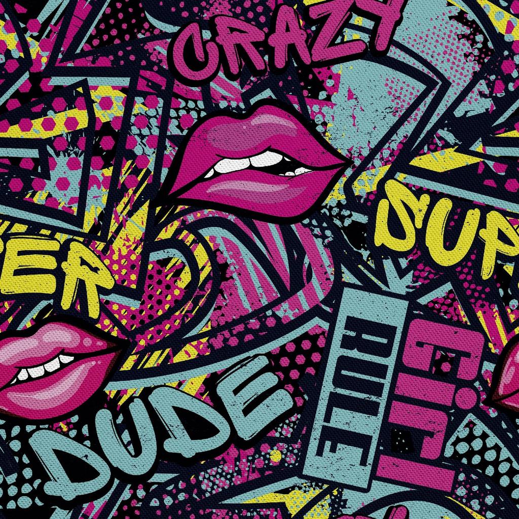 Outdoor Dekostoffe Oxford - Motiv Graffiti-Lippen