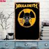 Винтажный логотип Megadeth Металлический плакат Скелет Символ радиации Настенный декор