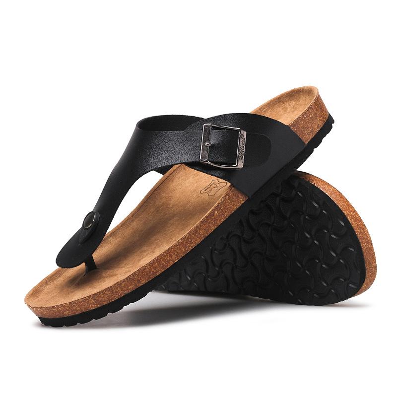 Flip Flops Men'S Leather Mule Clogs Slippers High Quality Soft Cork Slides Footwear For Men Women Unisex 35-45 Flip Flops