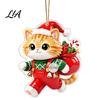 Cat Shaped Decorations Christmas Pendant with Hanging Rope, 2D Flat Acrylic Ornament for Xmas Tree Lover Gifts Decoration, Cute Holiday Decor,