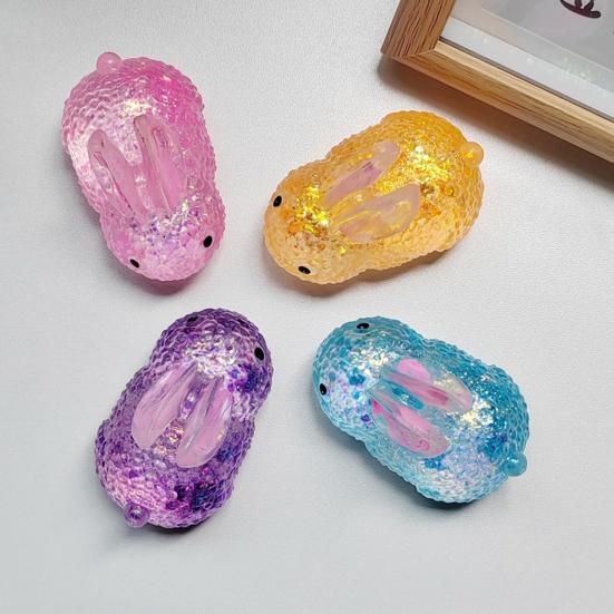 Glitter Powder Rabbit Squeeze Toy Stress Anxiety Relief Slow Rising Simulation Bunny Sensory Toy Soft TPR Calming Animal Fidget Toy